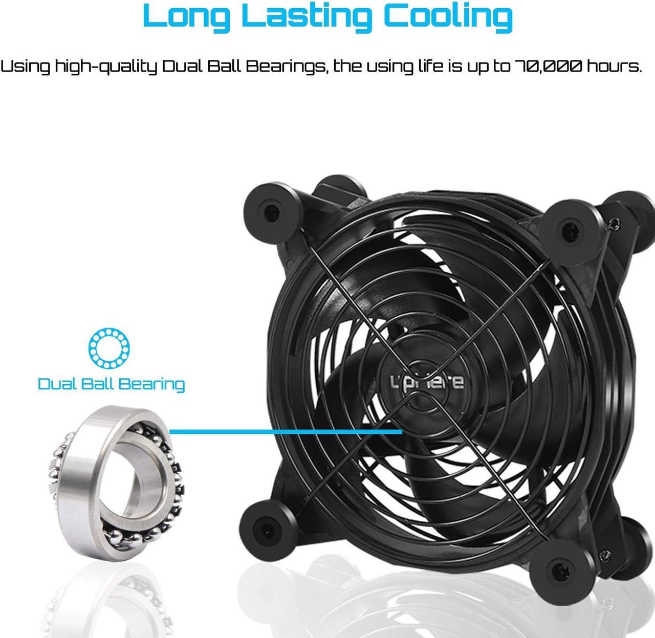 Alt view image 2 of 7 - USB Computer Fan Black,Dual 120mm Fan,Silent Fan for Computer Cases Computer Cabinet PlayStation Xbox Cooling