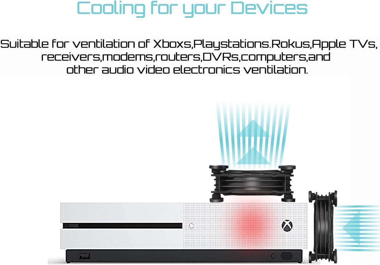 Alt view image 3 of 7 - USB Computer Fan Black,Dual 120mm Fan,Silent Fan for Computer Cases Computer Cabinet PlayStation Xbox Cooling