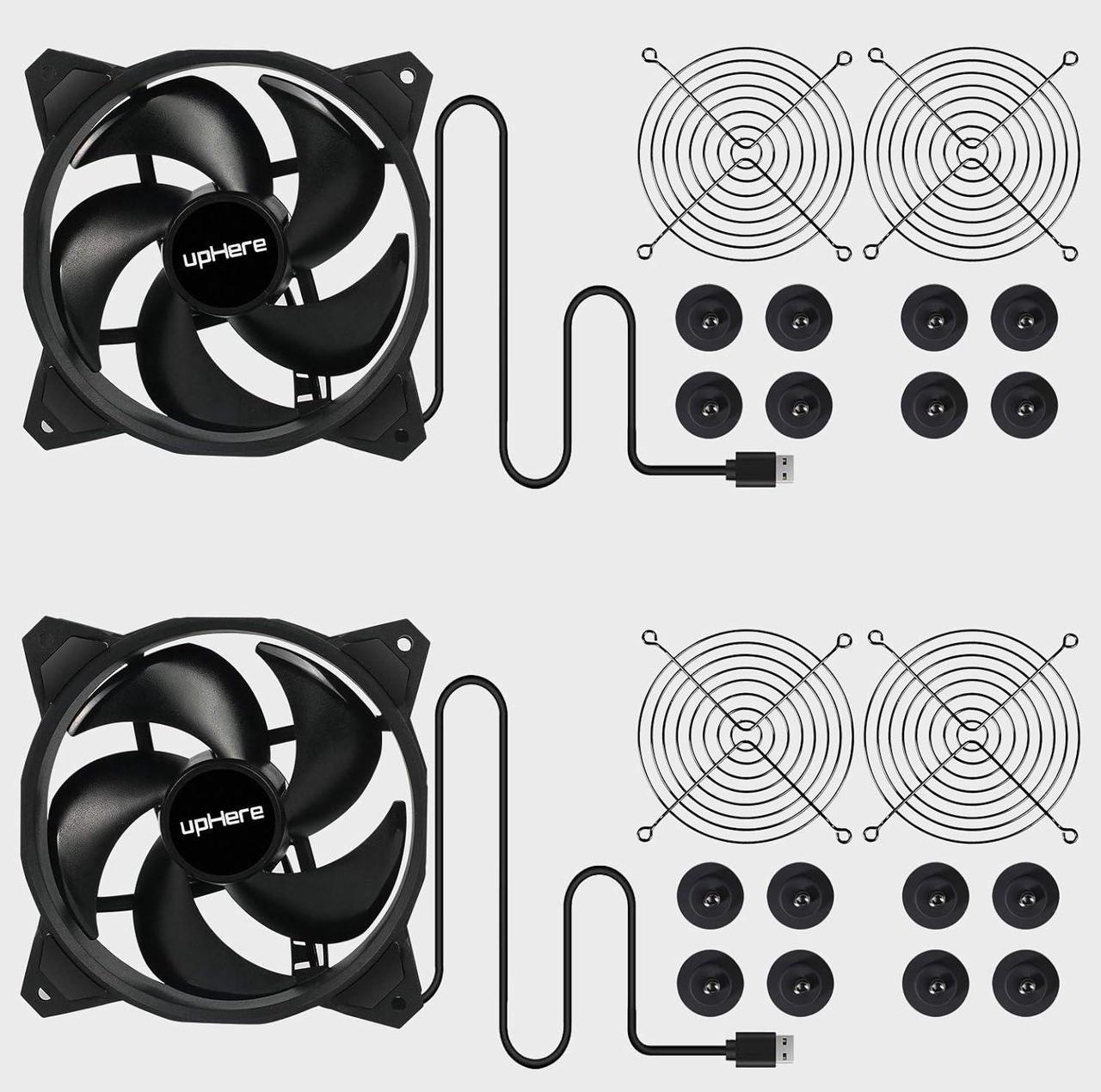 Alt view image 6 of 7 - USB Computer Fan Black,Dual 120mm Fan,Silent Fan for Computer Cases Computer Cabinet PlayStation Xbox Cooling