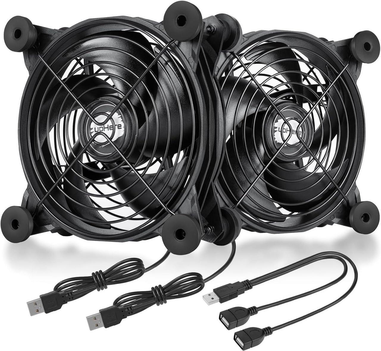 Main image of USB Computer Fan Black,Dual 120mm Fan,Silent Fan for Computer Cases Computer Cabinet PlayStation Xbox Cooling
