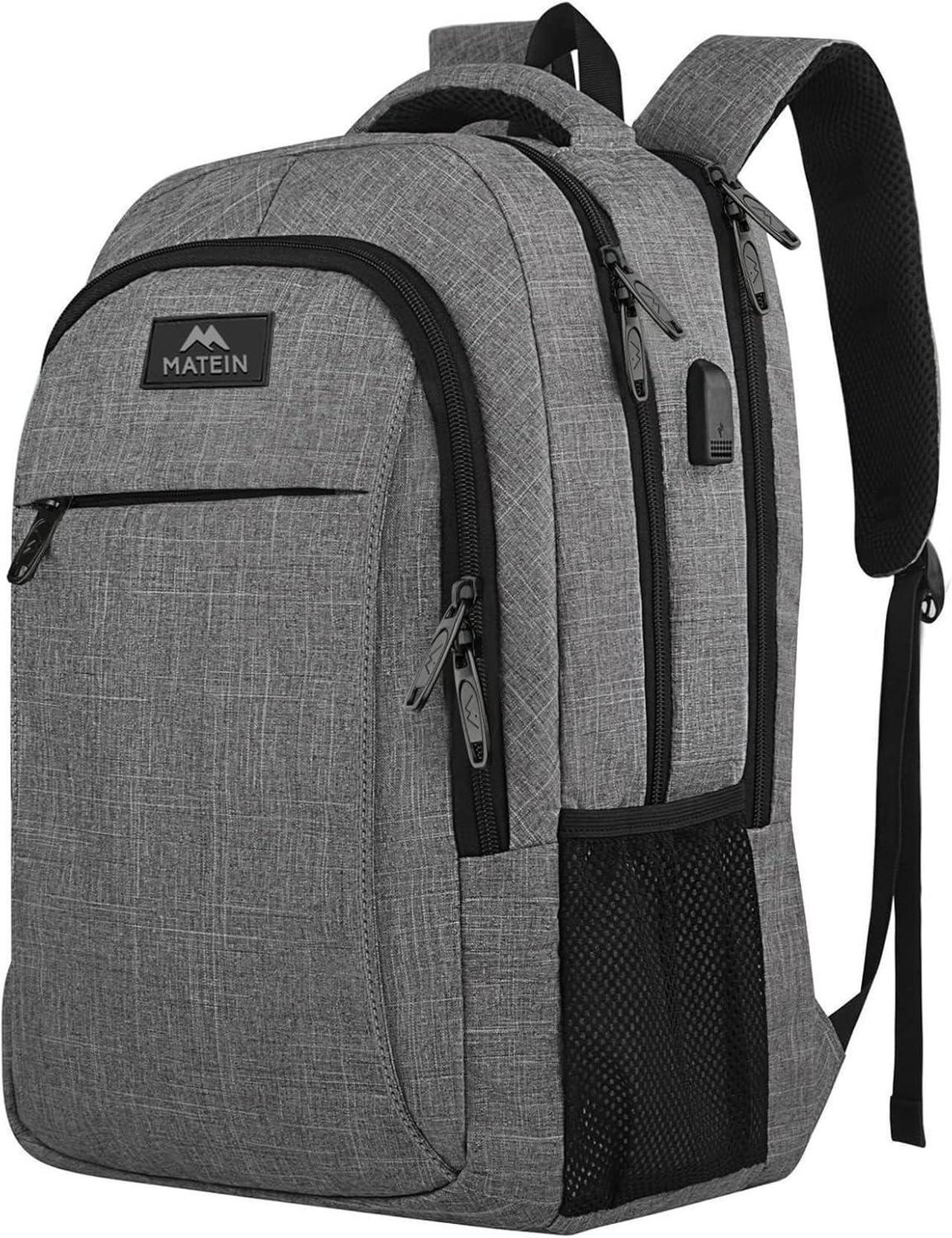 Main image of Travel Laptop Backpack, Business Anti Theft Slim Sturdy Laptops Backpack with USB Charging Port, Water Resistant College School Computer Bag Gift for Men & Women Fits 15.6 Inch Notebook, Grey