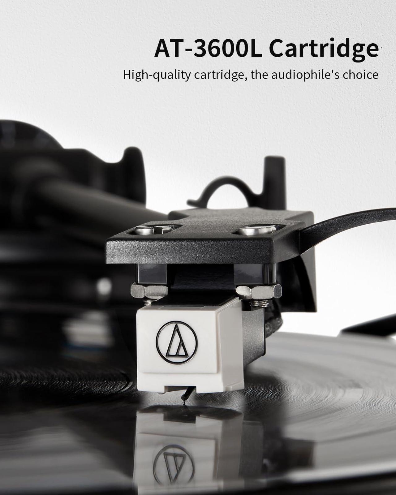 Alt view image 4 of 6 - Vinyl Record Player, Hi-Fi System Bluetooth Turntable Players with Stereo Bookshelf Speakers, Built-in Phono Preamp, Belt Drive 2-Speed, Adjustable Counterweight, AT-3600L