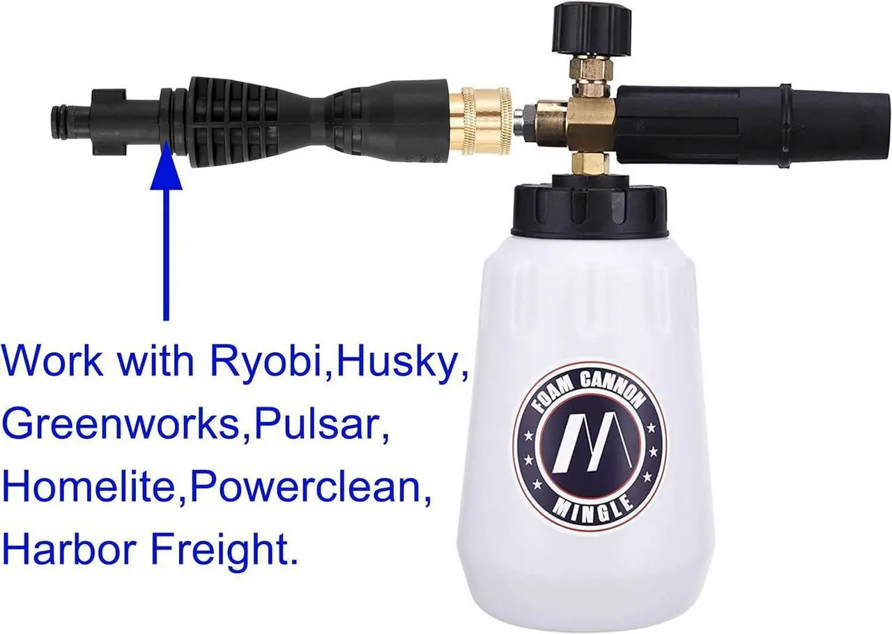 Alt view image 2 of 7 - Foam Cannon, Compatible with Portland Husky and Ryobi Pressure Washer, with 5 Nozzle Tips, 1/4 Inch Quick Connector