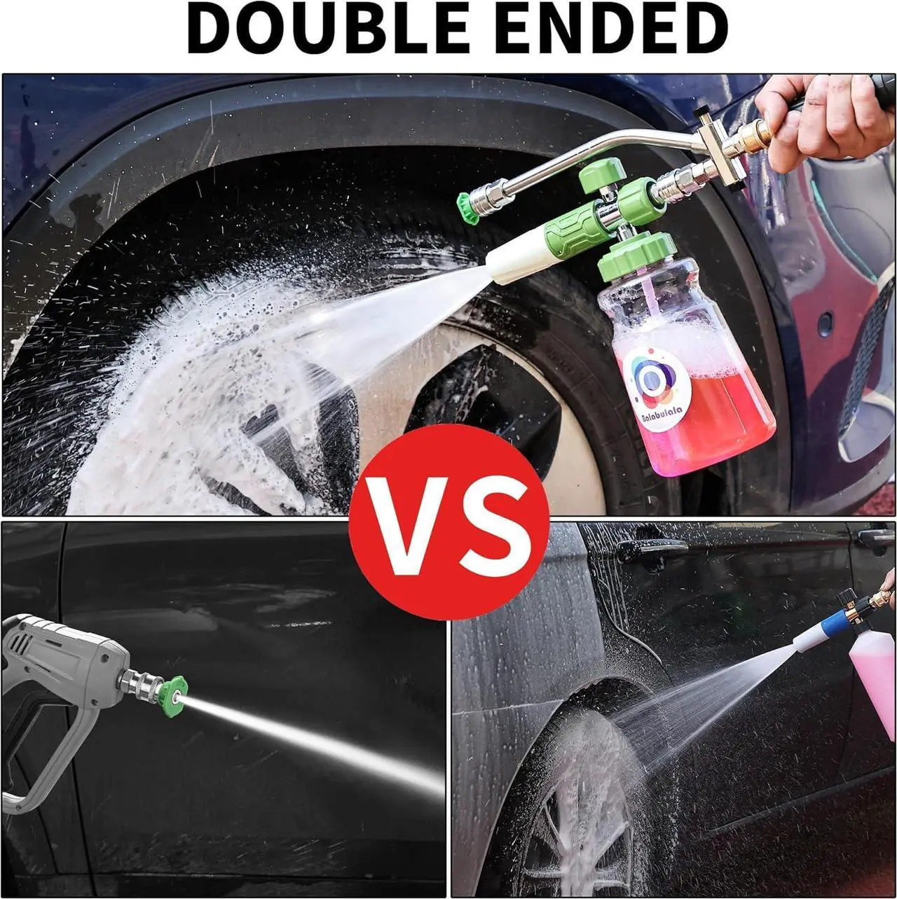 Alt view image 7 of 7 - Dual Connector Accessory with Pressure Washer Foam Cannon, Balabulala Pressure Washer Double Tip Attachment for Foam Blaster with with 5 Power Washer Sprayer Nozzles, 1/4" Quick Connect, 3600 PSI