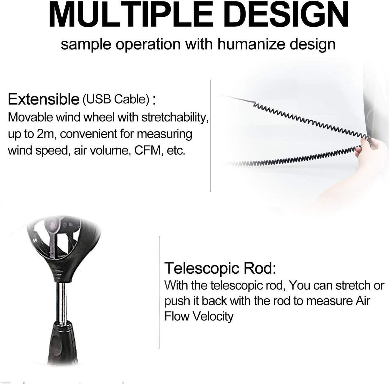 Alt view image 4 of 7 - HVAC Anemometer Handheld CFM Pro HVAC Anemometer AP-846A Wind Speed Meter with Backlight Max/Min/Avg Functions for Measuring Wind Speed Air Velocity HVAC Air Flow Meter