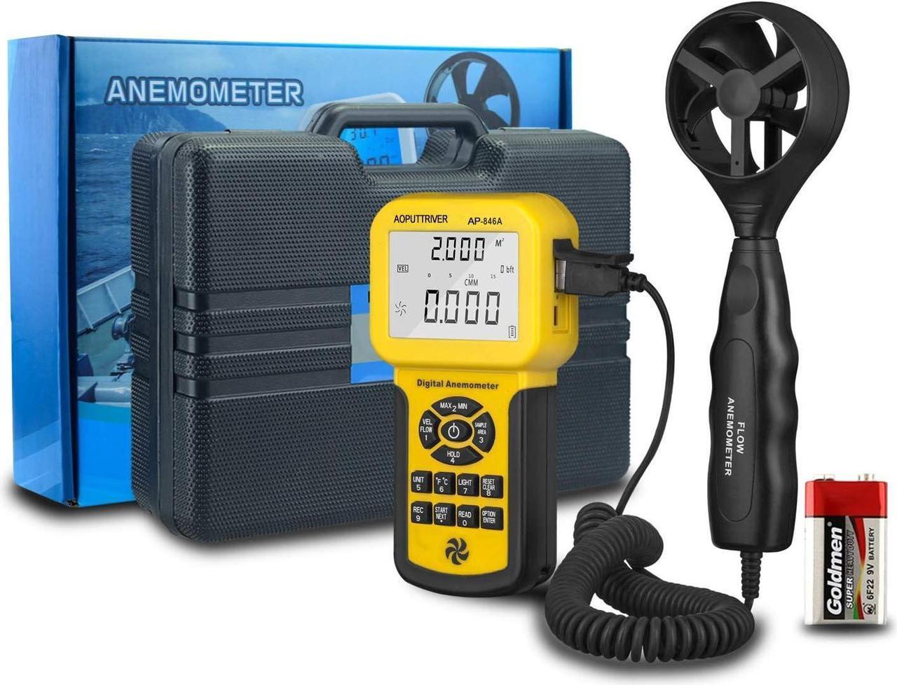 Main image of HVAC Anemometer Handheld CFM Pro HVAC Anemometer AP-846A Wind Speed Meter with Backlight Max/Min/Avg Functions for Measuring Wind Speed Air Velocity HVAC Air Flow Meter