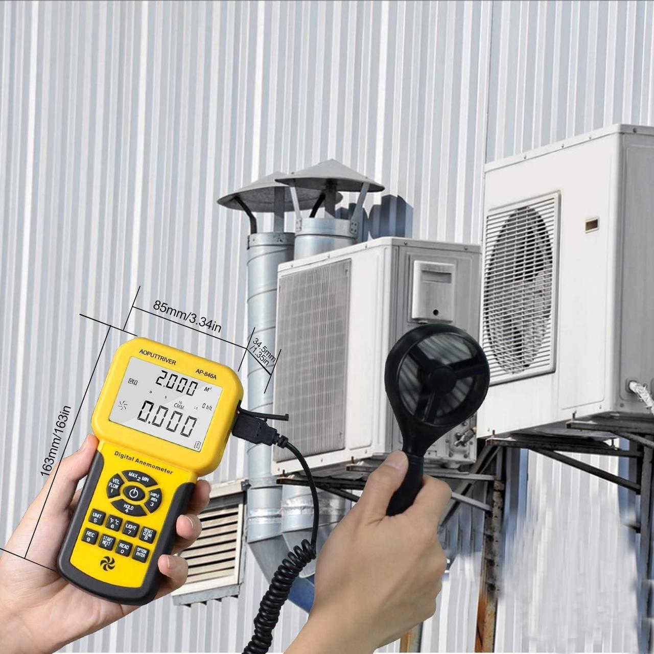 Alt view image 5 of 7 - HVAC Anemometer Handheld CFM Pro HVAC Anemometer AP-846A Wind Speed Meter with Backlight Max/Min/Avg Functions for Measuring Wind Speed Air Velocity HVAC Air Flow Meter