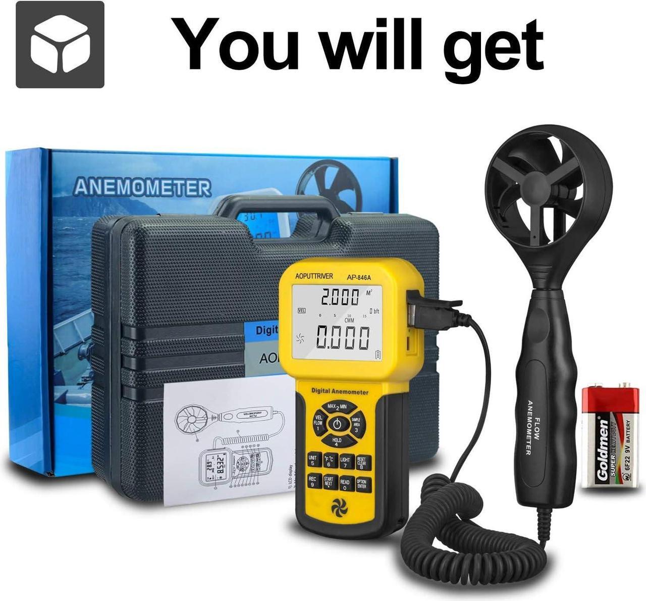 Alt view image 7 of 7 - HVAC Anemometer Handheld CFM Pro HVAC Anemometer AP-846A Wind Speed Meter with Backlight Max/Min/Avg Functions for Measuring Wind Speed Air Velocity HVAC Air Flow Meter