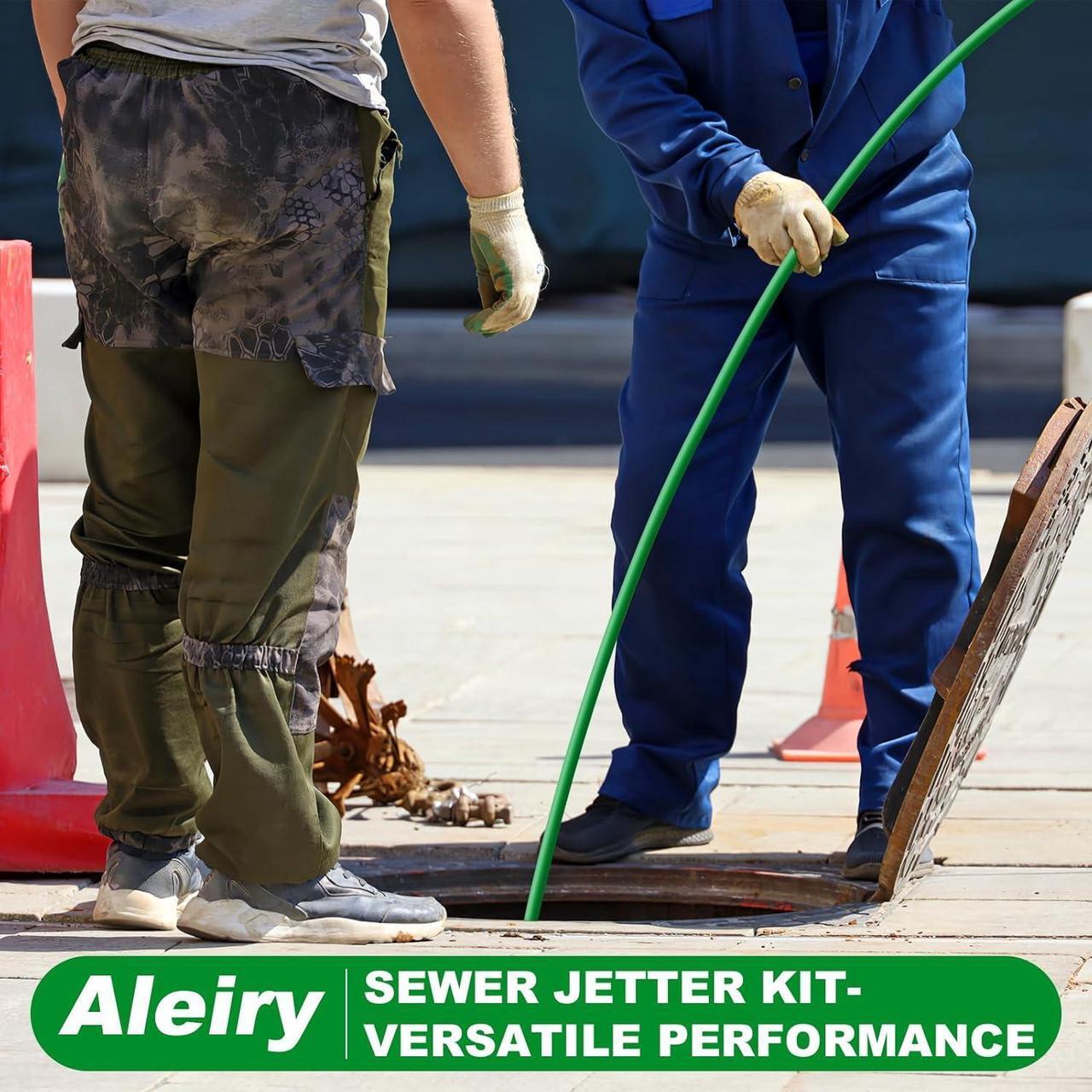 Alt view image 7 of 7 - Sewer Jetter Kit for Pressure Washer,Water Jet Drain Cleaning Hose with Corner Rotating Button Spring Nose 1/4" NPT Sewer Cleaning Tool High-Pressure Nozzles,5800 PSI 150 FT