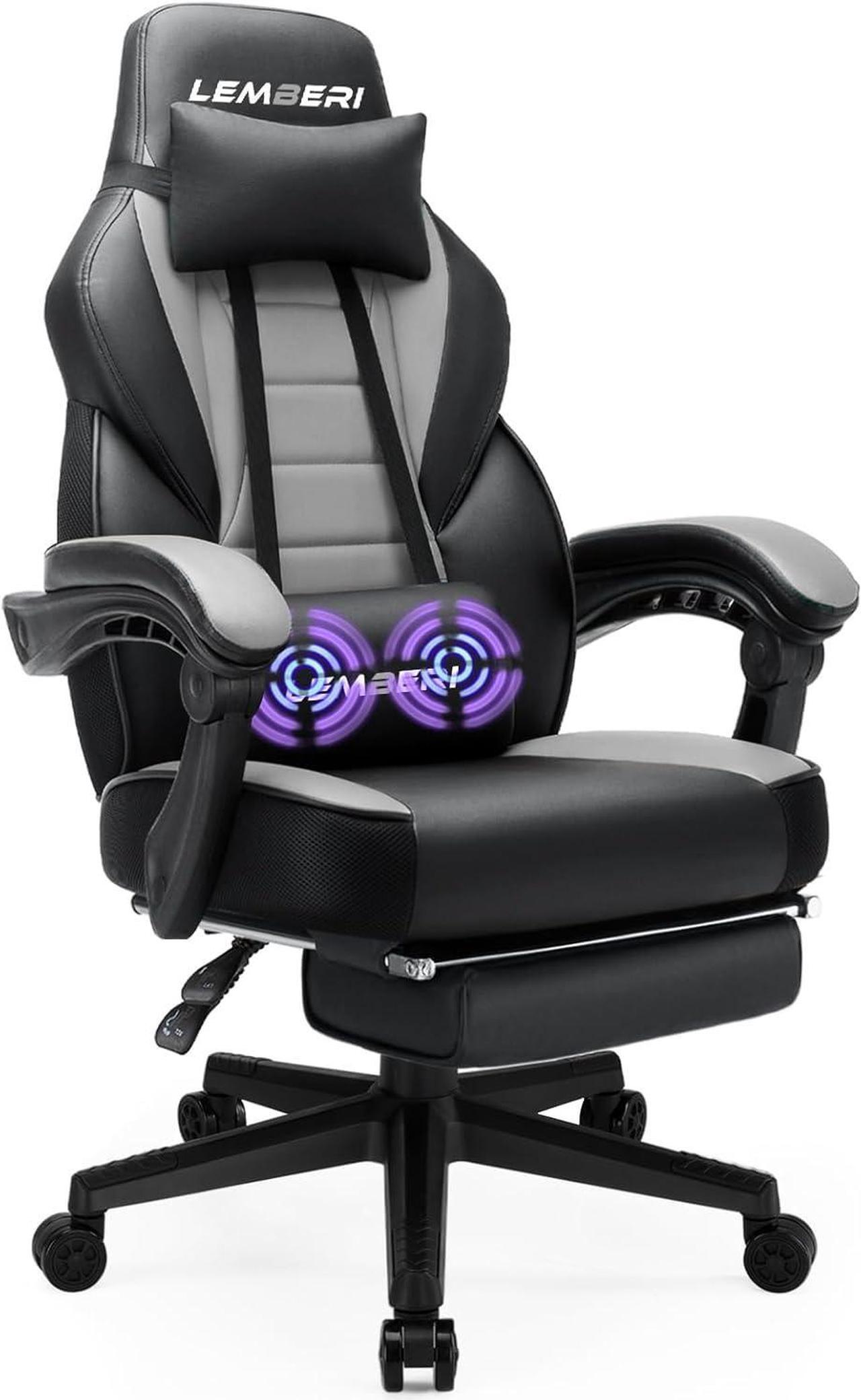 Main image of Gaming Chairs with Footrest,Ergonomic Video Game Chairs for Adults,Big and Tall Chair 400lb Weight Capacity, Racing Style Computer Gamer Chair with Headrest and Lumbar Support,Grey