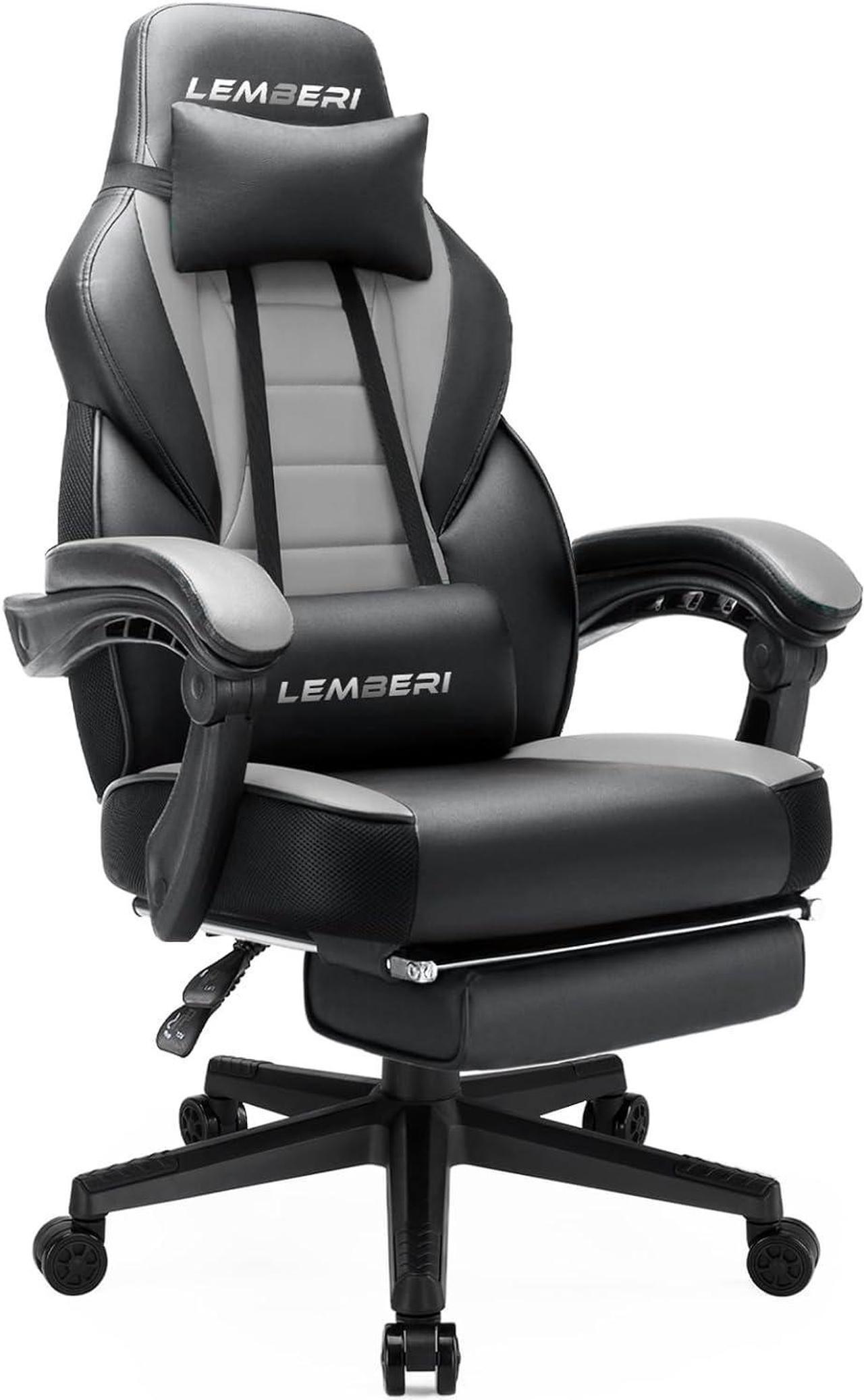 Alt view image 7 of 7 - Gaming Chairs with Footrest,Ergonomic Video Game Chairs for Adults,Big and Tall Chair 400lb Weight Capacity, Racing Style Computer Gamer Chair with Headrest and Lumbar Support,Grey