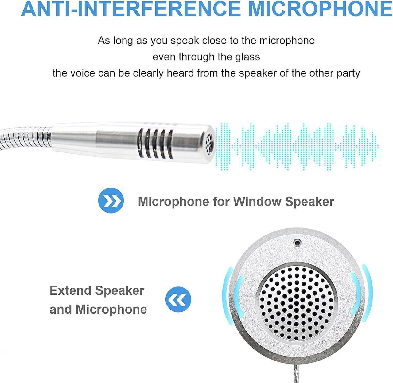 Alt view image 5 of 7 - Window Speaker Intercom System,Anti-Interference Intercommunication Talk Through Glass Window,Intercom System for Business,Bank,Office,Hospital,Counter,Store,Station,Medical Center,White