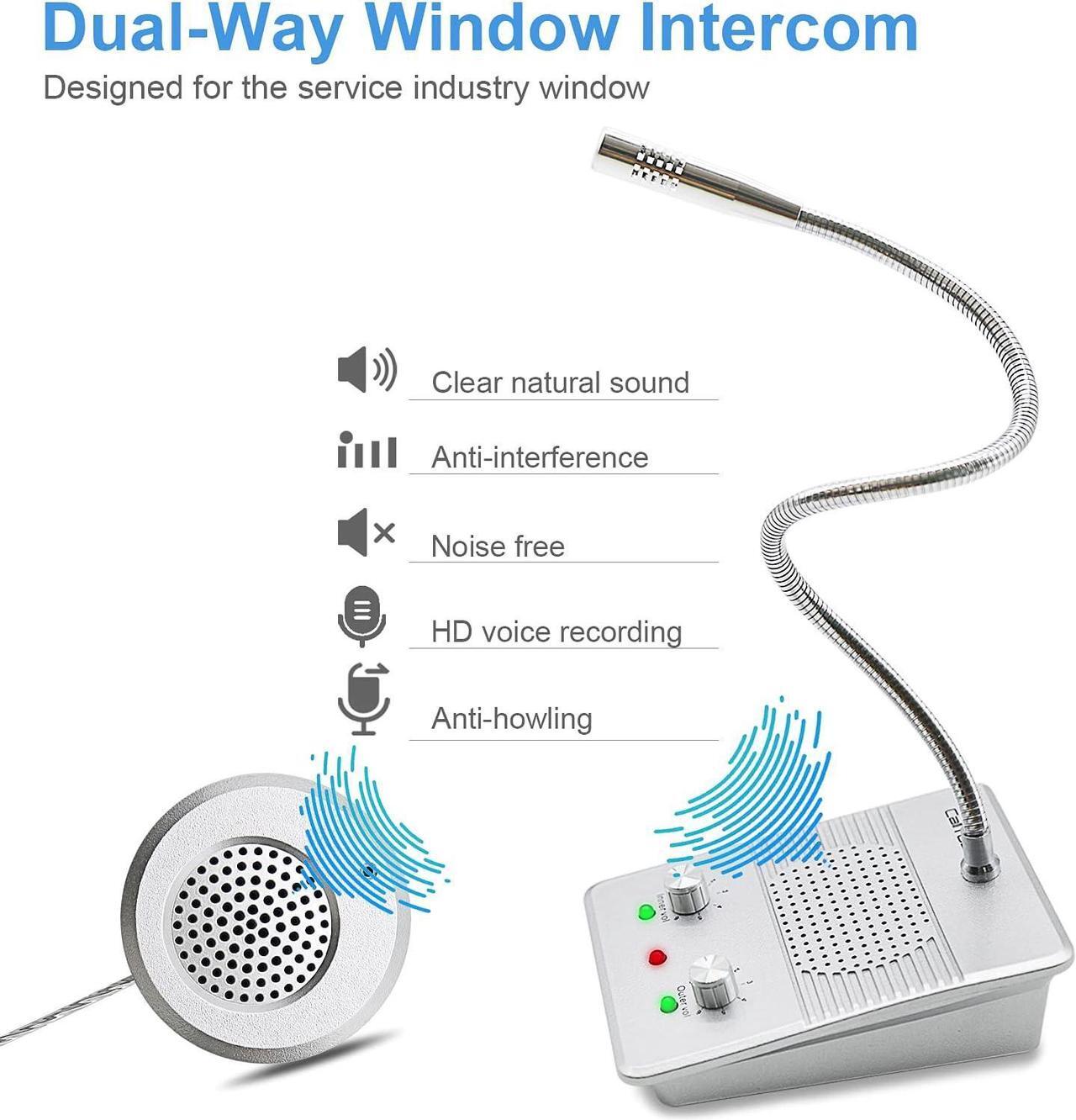 Alt view image 3 of 7 - Window Speaker Intercom System,Anti-Interference Intercommunication Talk Through Glass Window,Intercom System for Business,Bank,Office,Hospital,Counter,Store,Station,Medical Center,White