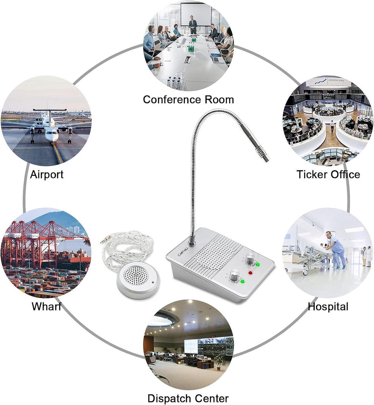 Alt view image 6 of 7 - Window Speaker Intercom System,Anti-Interference Intercommunication Talk Through Glass Window,Intercom System for Business,Bank,Office,Hospital,Counter,Store,Station,Medical Center,White