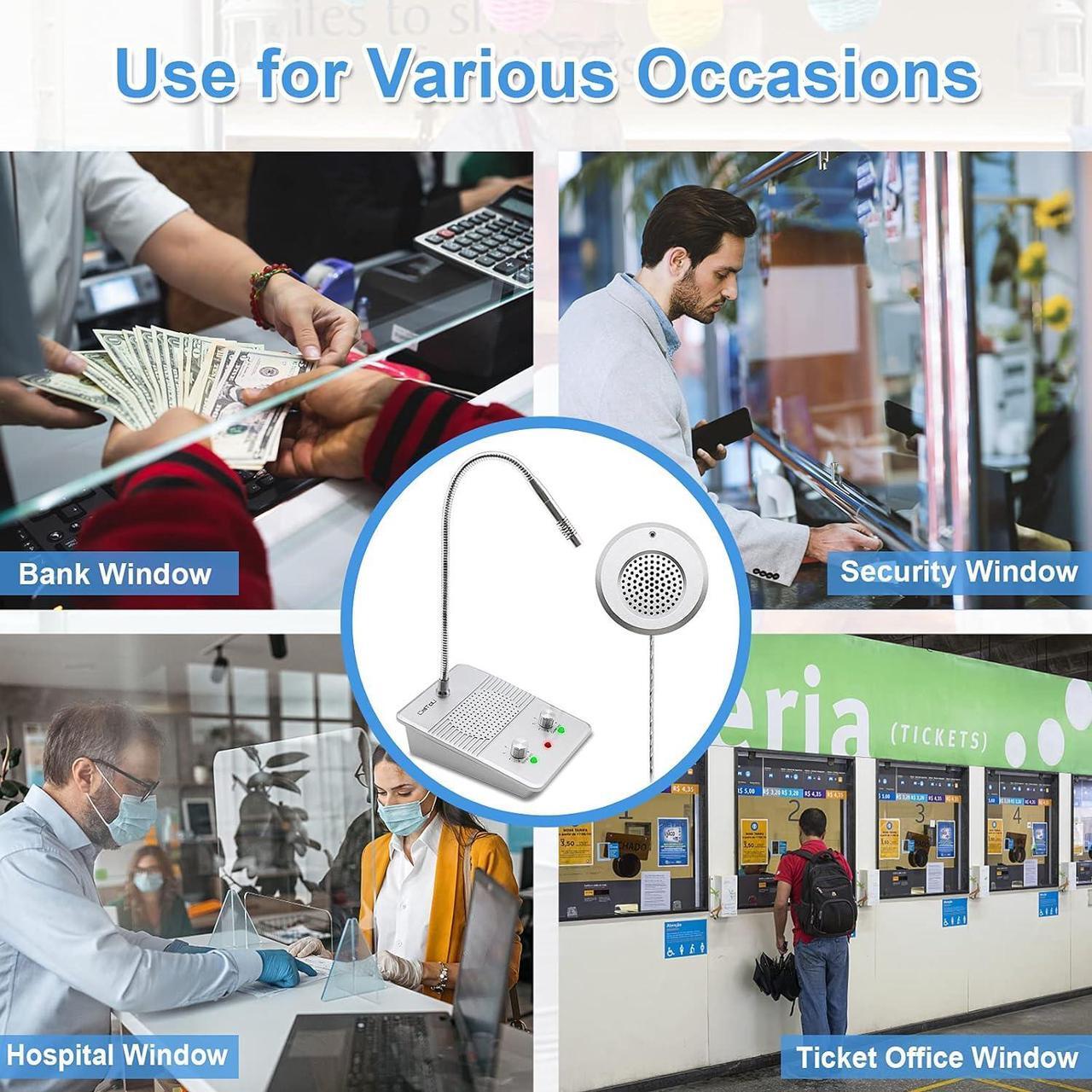 Alt view image 2 of 7 - Window Speaker Intercom System,Anti-Interference Intercommunication Talk Through Glass Window,Intercom System for Business,Bank,Office,Hospital,Counter,Store,Station,Medical Center,White