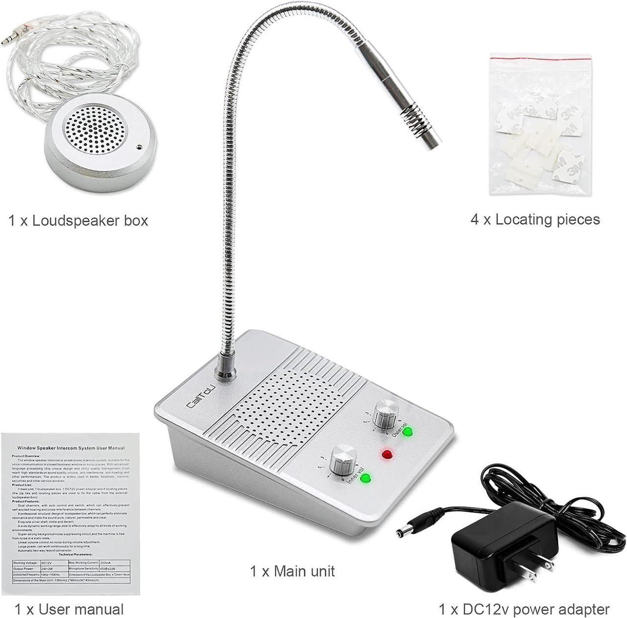 Alt view image 7 of 7 - Window Speaker Intercom System,Anti-Interference Intercommunication Talk Through Glass Window,Intercom System for Business,Bank,Office,Hospital,Counter,Store,Station,Medical Center,White