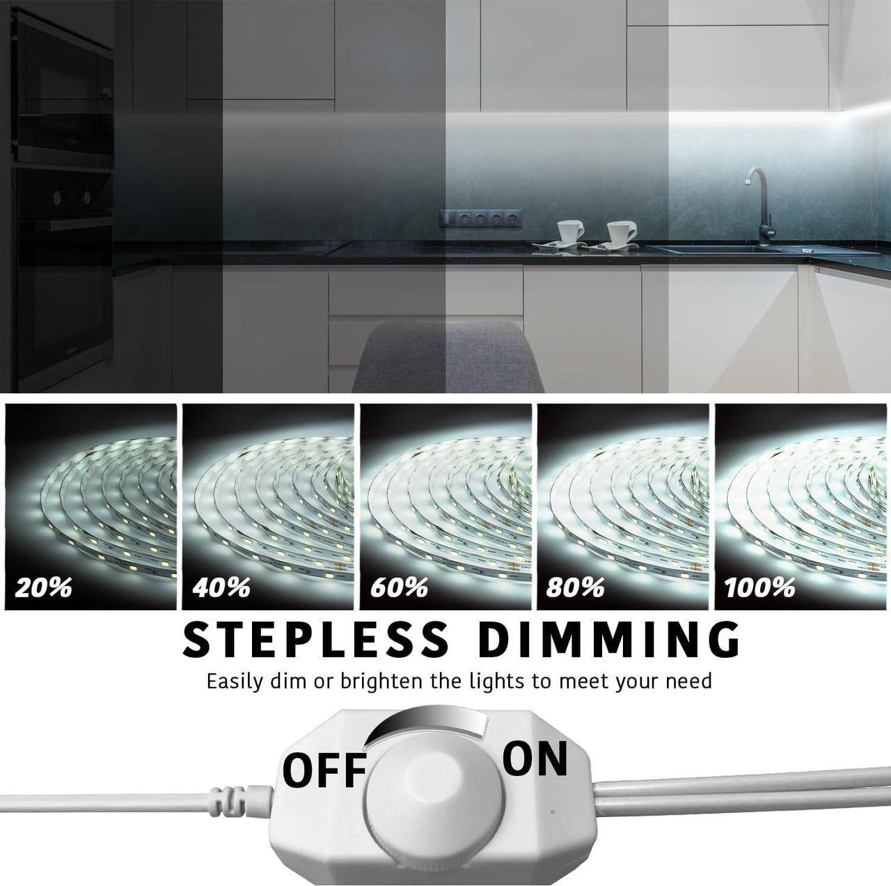 Alt view image 3 of 7 - White LED Strip Lights 50ft Dimmable Bright 24V Led Light Strip 6500K Daylight White 900 LEDs Lights for Bedroom, Mirror, Kitchen, Strong Adhesive(2 Rolls of 25ft)