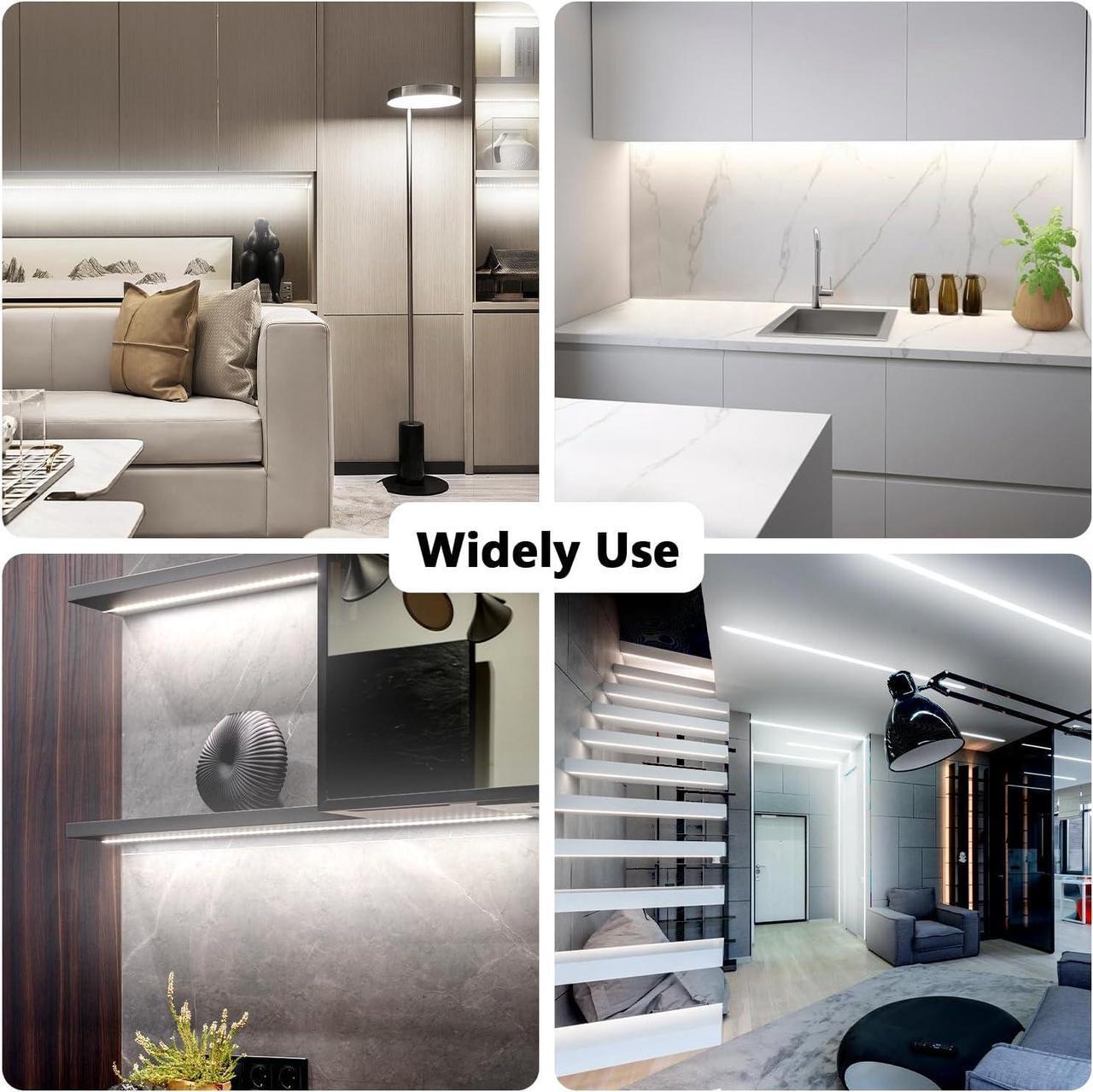 Alt view image 6 of 7 - White LED Strip Lights 50ft Dimmable Bright 24V Led Light Strip 6500K Daylight White 900 LEDs Lights for Bedroom, Mirror, Kitchen, Strong Adhesive(2 Rolls of 25ft)