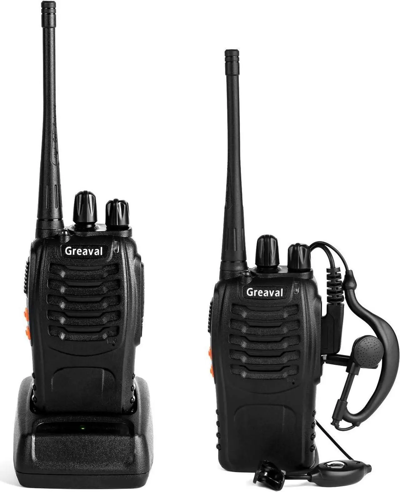 Alt view image 5 of 7 - Walkie Talkies Rechargeable Long Range Two-Way Radio with Earpiece,16-Channel UHF Handheld Walky Talky with Flashlight Li-ion Battery and Charger(2 Pack)