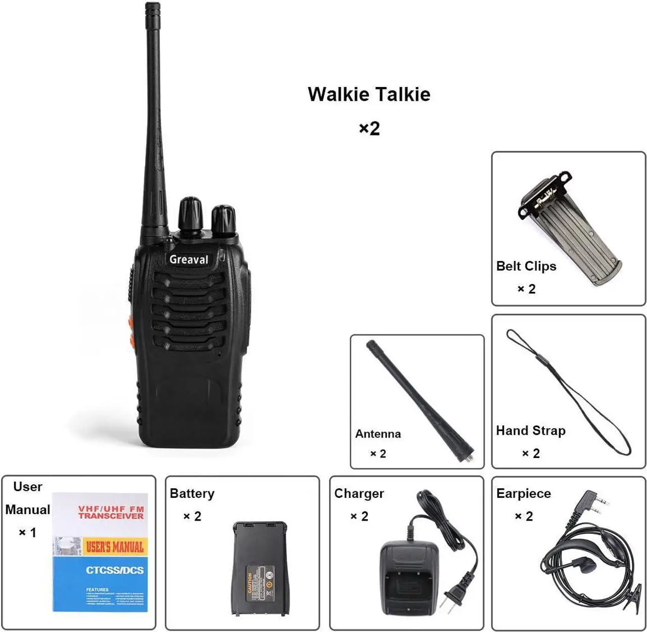 Alt view image 6 of 7 - Walkie Talkies Rechargeable Long Range Two-Way Radio with Earpiece,16-Channel UHF Handheld Walky Talky with Flashlight Li-ion Battery and Charger(2 Pack)
