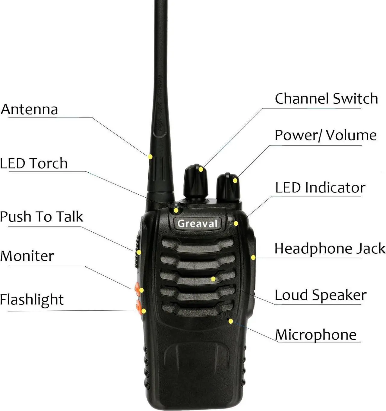 Alt view image 7 of 7 - Walkie Talkies Rechargeable Long Range Two-Way Radio with Earpiece,16-Channel UHF Handheld Walky Talky with Flashlight Li-ion Battery and Charger(2 Pack)