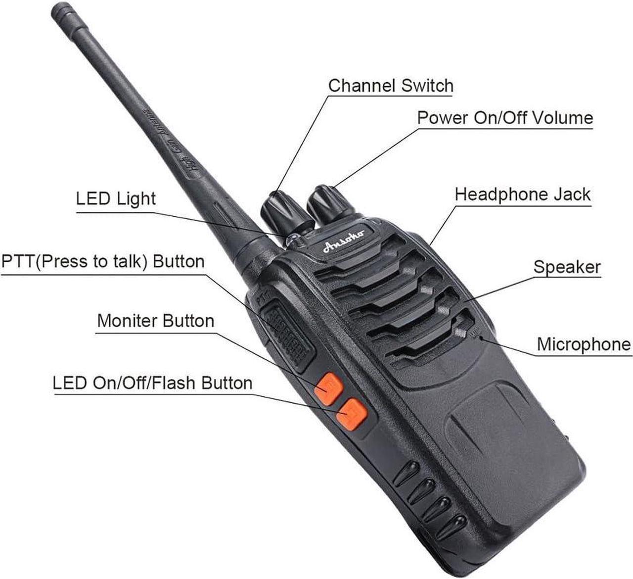 Alt view image 5 of 7 - 20 Pack Walkie talkies Long Range with Earpiece Rechargeable UHF 2 Way Radio 16-Channel for Outdoor Warehouse Factory Security Com Travel etc.(Pack of 20)