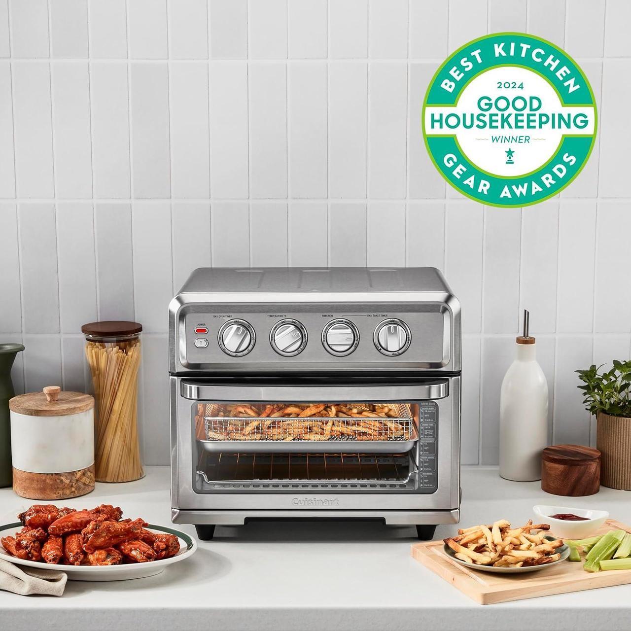 Alt view image 2 of 7 - Cuisinart Air Fryer + Convection Toaster Oven, 8-1 Oven with Bake, Grill, Broil & Warm Options, Stainless Steel, TOA-70