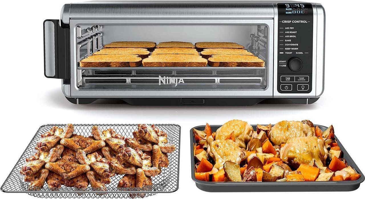 Main image of Ninja SP101 Digital Air Fry Countertop Oven with 8-in-1 Functionality, Flip Up & Away Capability for Storage Space, with Air Fry Basket, Wire Rack & Crumb Tray, Silver