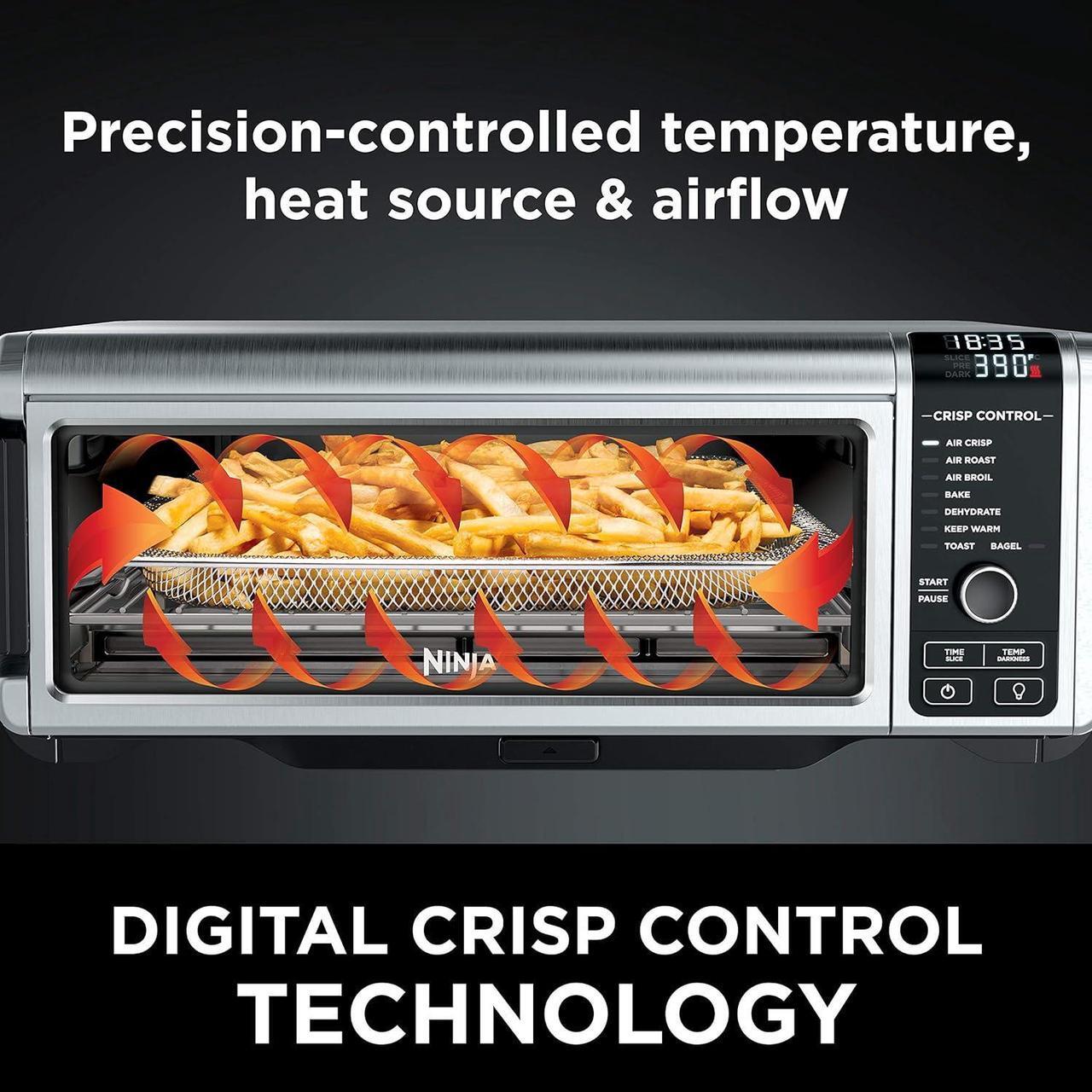 Alt view image 7 of 7 - Ninja SP101 Digital Air Fry Countertop Oven with 8-in-1 Functionality, Flip Up & Away Capability for Storage Space, with Air Fry Basket, Wire Rack & Crumb Tray, Silver