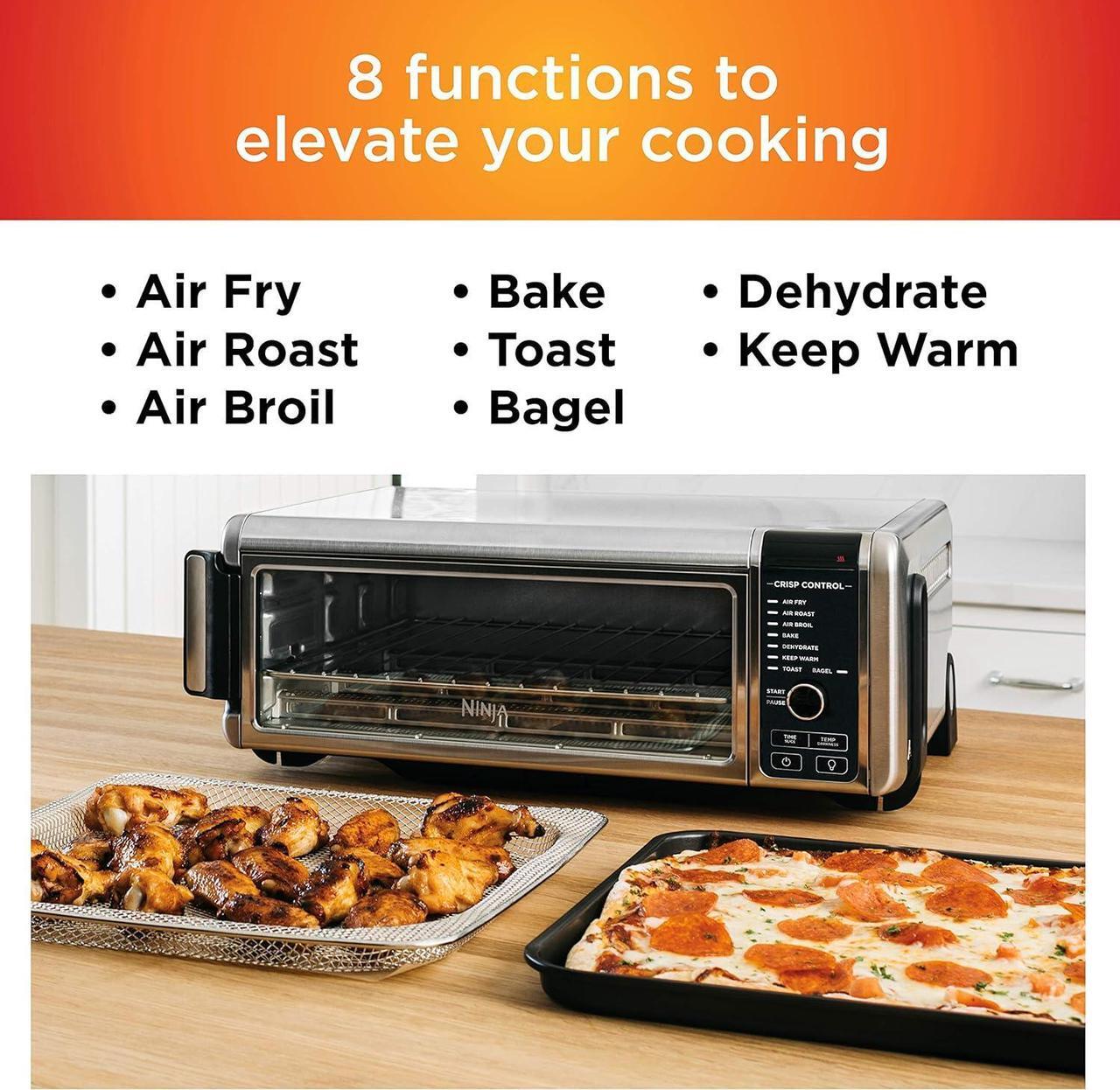 Alt view image 3 of 7 - Ninja SP101 Digital Air Fry Countertop Oven with 8-in-1 Functionality, Flip Up & Away Capability for Storage Space, with Air Fry Basket, Wire Rack & Crumb Tray, Silver