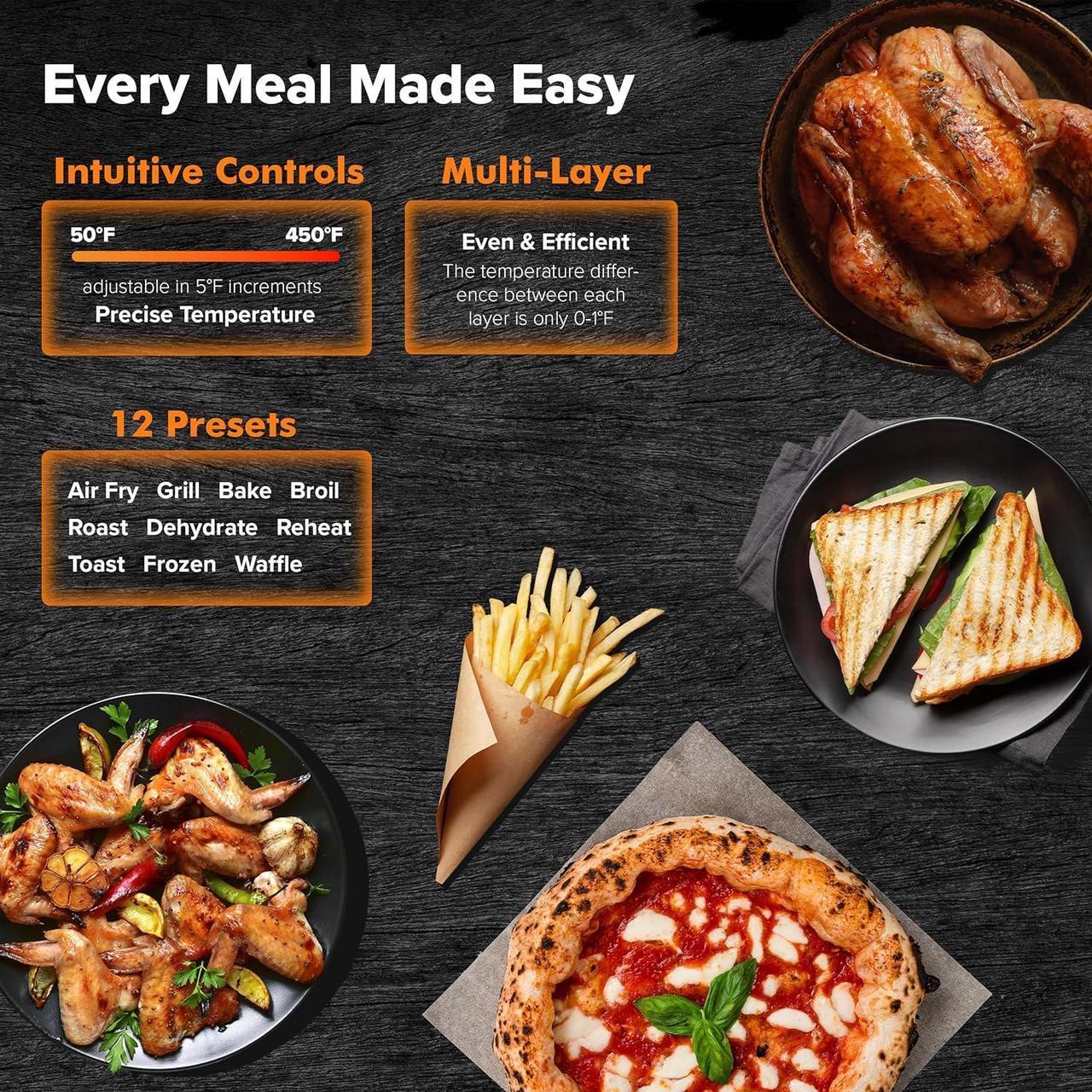 Alt view image 2 of 7 - Nuwave Bravo Pro Smart Air Fryer Toaster Oven Combo, Airfryer Convection Oven Countertop, 12-in-1 Functions with Quicker & Even Crisp Technology, 1800W, 50-450°F, PFAS-Free, 21QT, Cinnamon