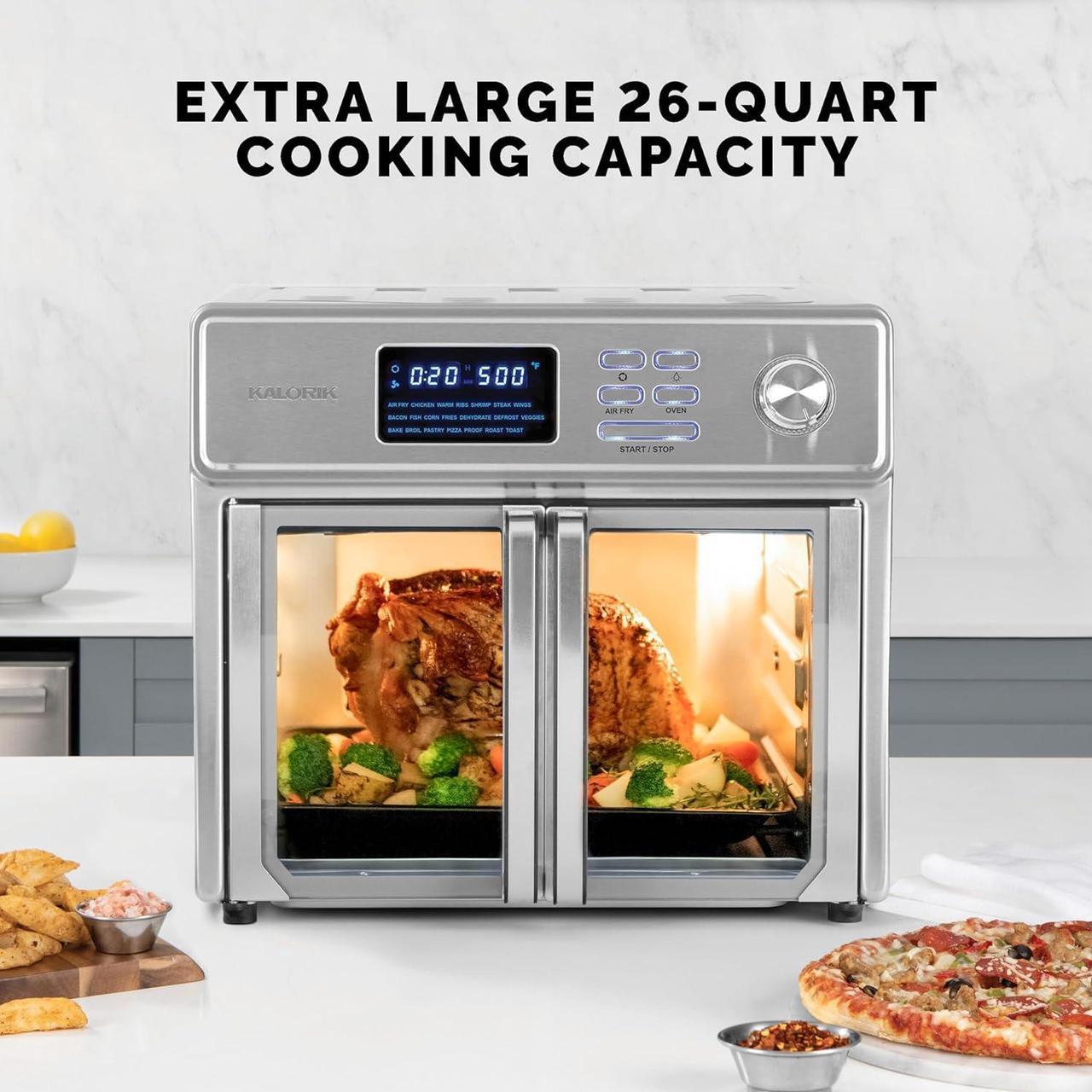 Alt view image 3 of 7 - Kalorik MAXX® Digital Air Fryer Oven, 26 Quart, 10-in-1 Countertop Toaster Oven & Air Fryer Combo-21 Presets up to 500 degrees, Includes 9 Accessories & Cookbook