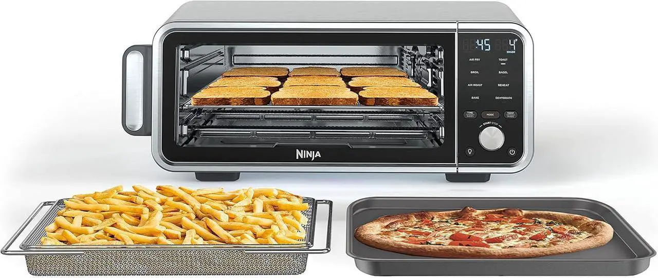 Main image of Ninja SP201 Digital Air Fry Pro Countertop 8-in-1 Oven with Extended Height, XL Capacity, Flip Up & Away Capability for Storage Space, with Air Fry Basket, Wire Rack & Crumb Tray, Silver
