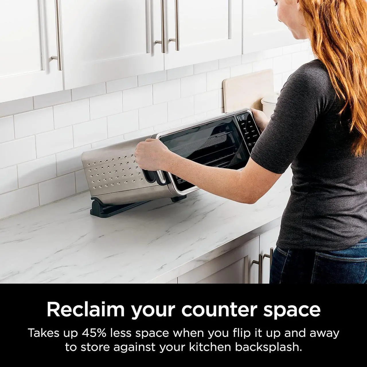 Alt view image 4 of 7 - Ninja SP201 Digital Air Fry Pro Countertop 8-in-1 Oven with Extended Height, XL Capacity, Flip Up & Away Capability for Storage Space, with Air Fry Basket, Wire Rack & Crumb Tray, Silver