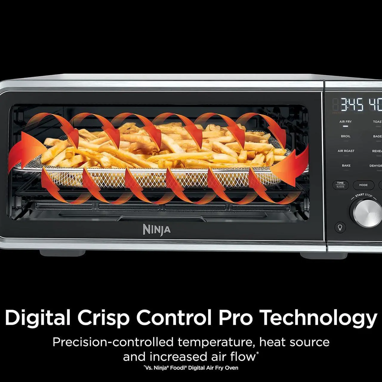 Alt view image 5 of 7 - Ninja SP201 Digital Air Fry Pro Countertop 8-in-1 Oven with Extended Height, XL Capacity, Flip Up & Away Capability for Storage Space, with Air Fry Basket, Wire Rack & Crumb Tray, Silver