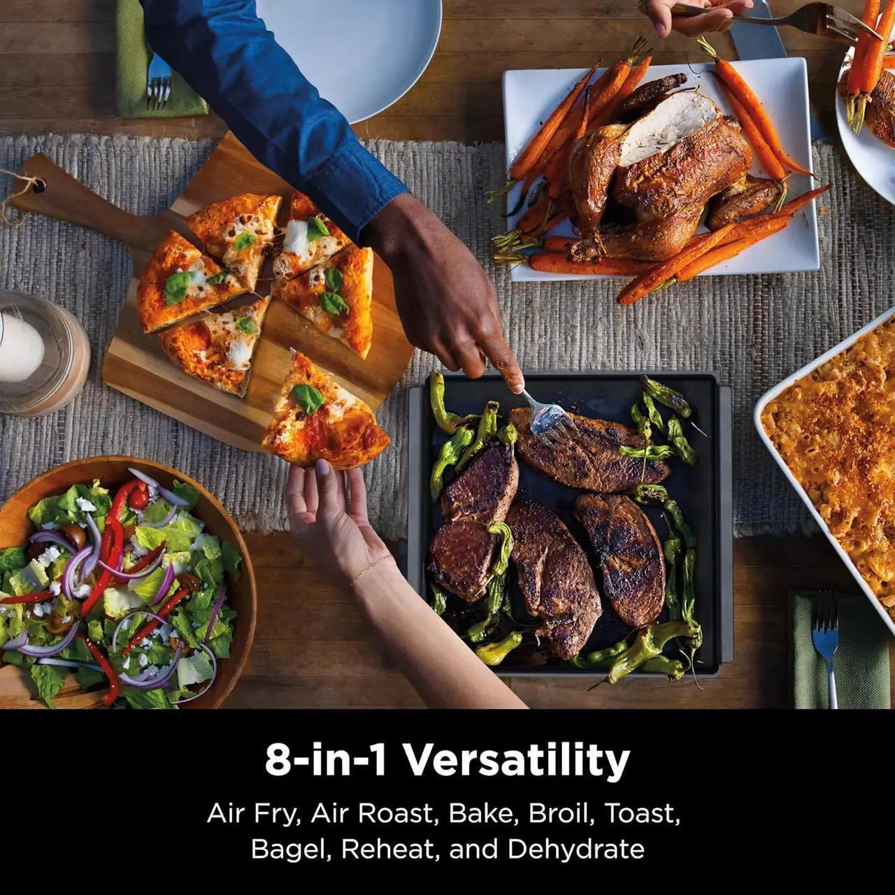 Alt view image 2 of 7 - Ninja SP201 Digital Air Fry Pro Countertop 8-in-1 Oven with Extended Height, XL Capacity, Flip Up & Away Capability for Storage Space, with Air Fry Basket, Wire Rack & Crumb Tray, Silver