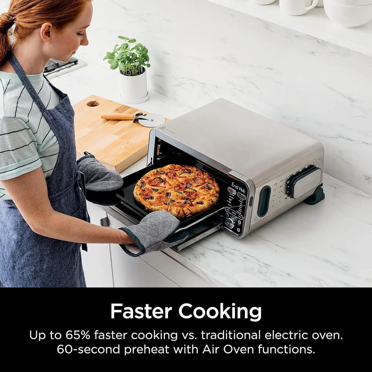 Alt view image 3 of 7 - Ninja, Toaster Oven, Air Fryer, Thermometer, Toaster Oven Air Fryer Combo, Stainless Steel, Quick meals, Fries, Frozen Food, Air Fry, Dehydrate, Reheat, 13-in-1,Less Oil, Flip Away Oven, Foodi, SP351