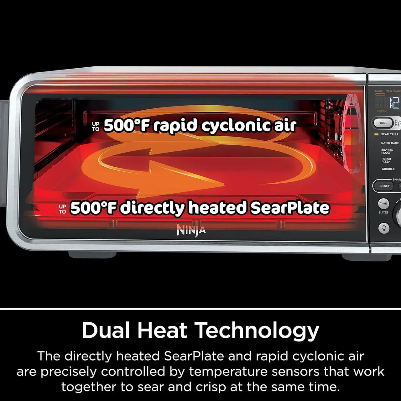 Alt view image 7 of 7 - Ninja, Toaster Oven, Air Fryer, Thermometer, Toaster Oven Air Fryer Combo, Stainless Steel, Quick meals, Fries, Frozen Food, Air Fry, Dehydrate, Reheat, 13-in-1,Less Oil, Flip Away Oven, Foodi, SP351