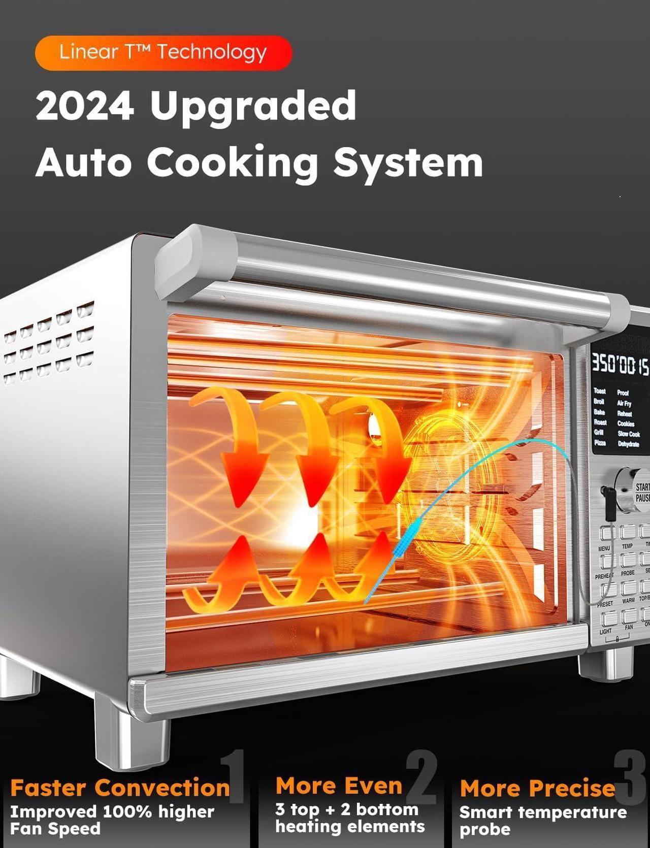 Alt view image 2 of 7 - Nuwave Bravo Pro Smart Toaster Oven Countertop, True Air Fryer Combo w/Improved 100% Convection, 35% Crispier, 112 Presets, Customizable Pizza Zones, Integrated Probe, PFAS Free, 30QT, Stainless Steel