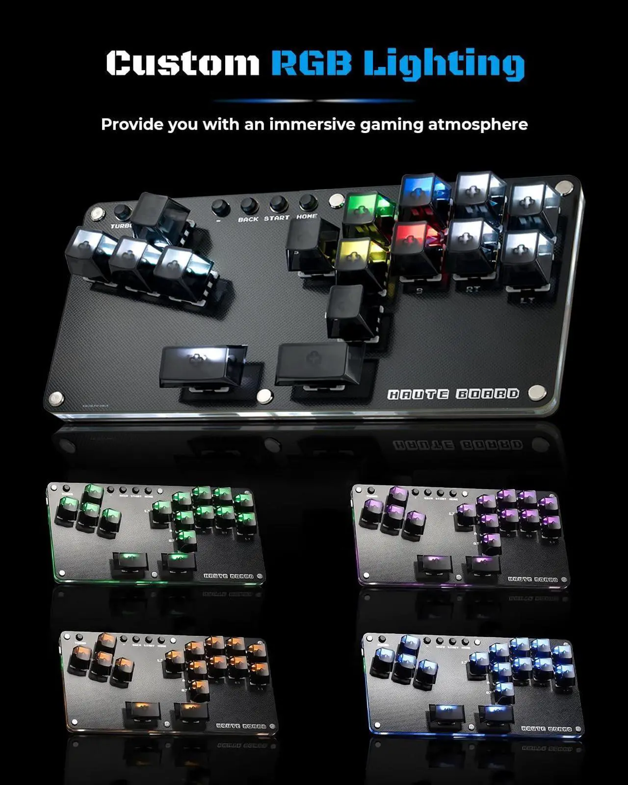 Alt view image 4 of 7 - Haute42 16Key All-Button Arcade Controller Gamerfinger with Turbo Functions,Arcade Stick Street Fight Mini Plus Controller for PC/Ps3/Ps4/Switch Game Keyboard-Supports Hot Swap & SOCD