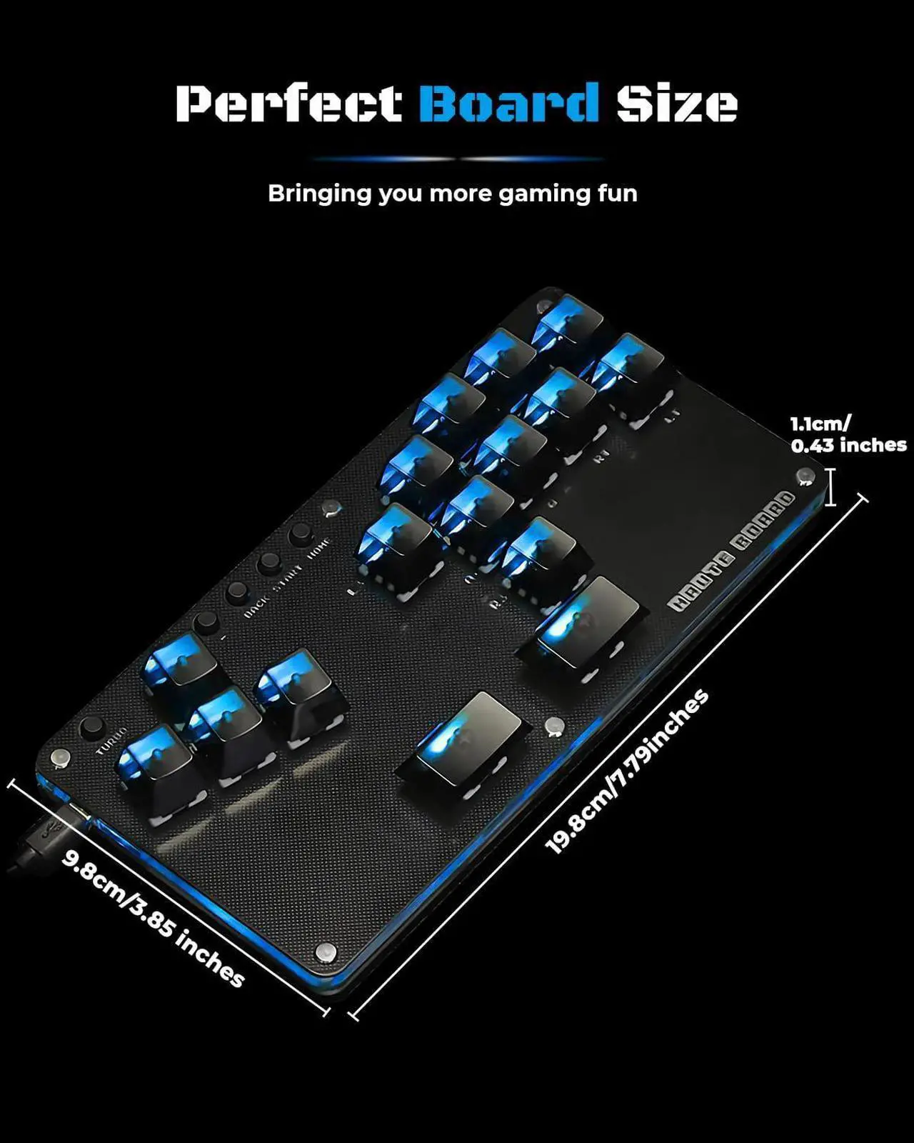 Alt view image 3 of 7 - Haute42 16Key All-Button Arcade Controller Gamerfinger with Turbo Functions,Arcade Stick Street Fight Mini Plus Controller for PC/Ps3/Ps4/Switch Game Keyboard-Supports Hot Swap & SOCD