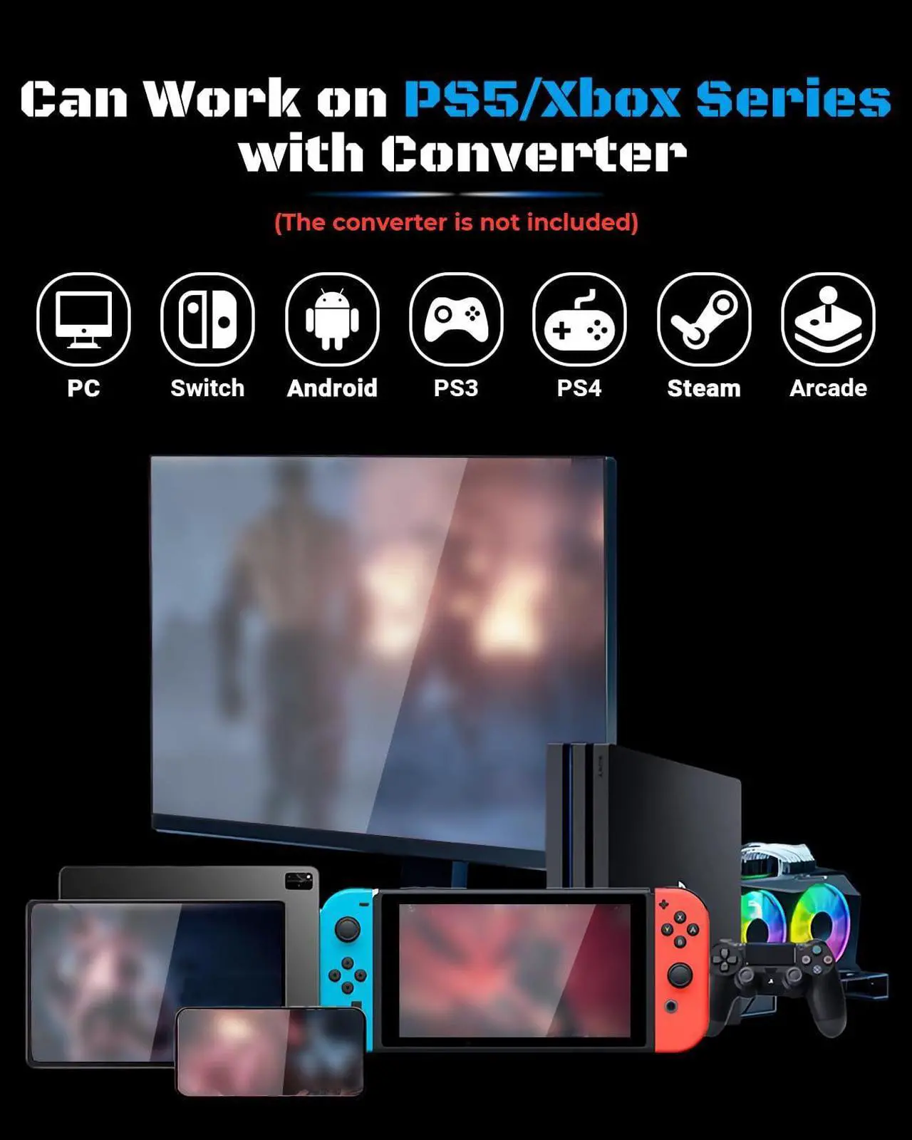 Alt view image 6 of 7 - Haute42 16Key All-Button Arcade Controller Gamerfinger with Turbo Functions,Arcade Stick Street Fight Mini Plus Controller for PC/Ps3/Ps4/Switch Game Keyboard-Supports Hot Swap & SOCD