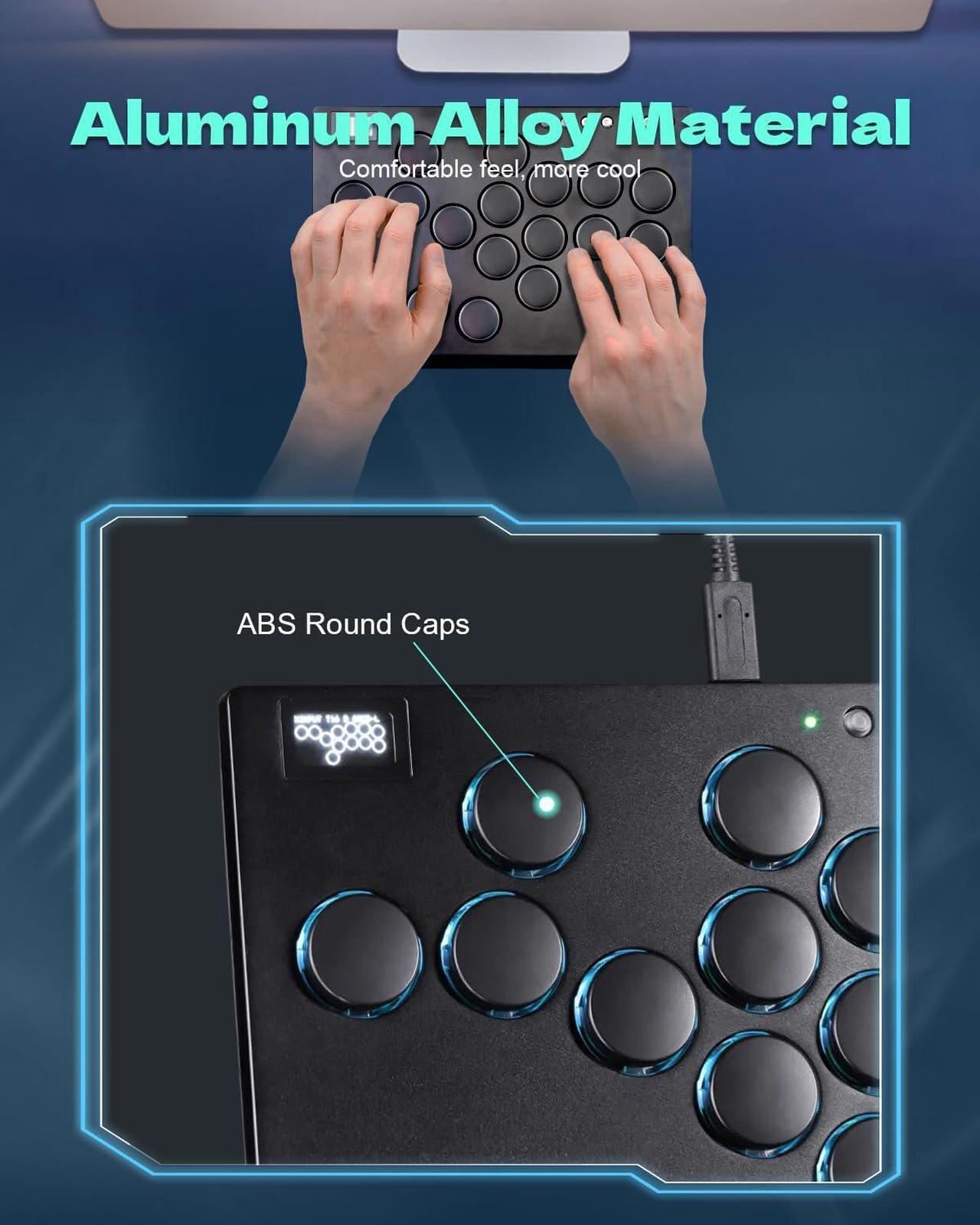 Alt view image 5 of 7 - Haute42 All Metal Arcade Stick M16, All-Button Arcade Controller for Switch, PC, PS4, PS3, Steam Deck, Arcade Fight Stick Joystick with Turbo & Custom RGB, Supports Hot-Swap & SOCD