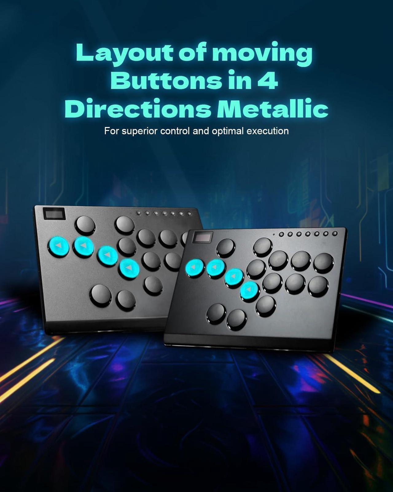 Alt view image 4 of 7 - Haute42 All Metal Arcade Stick M16, All-Button Arcade Controller for Switch, PC, PS4, PS3, Steam Deck, Arcade Fight Stick Joystick with Turbo & Custom RGB, Supports Hot-Swap & SOCD