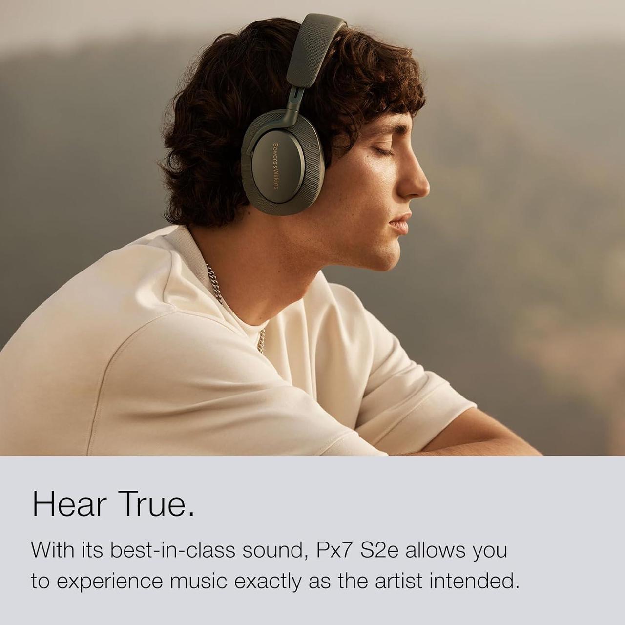 Alt view image 2 of 6 - Bowers & Wilkins Px7 S2e Over-Ear Headphones - Enhanced Noise Cancellation & Transparency Mode, Crystal-Clear Calls, Bluetooth, 30-Hour Playback, Forest Green