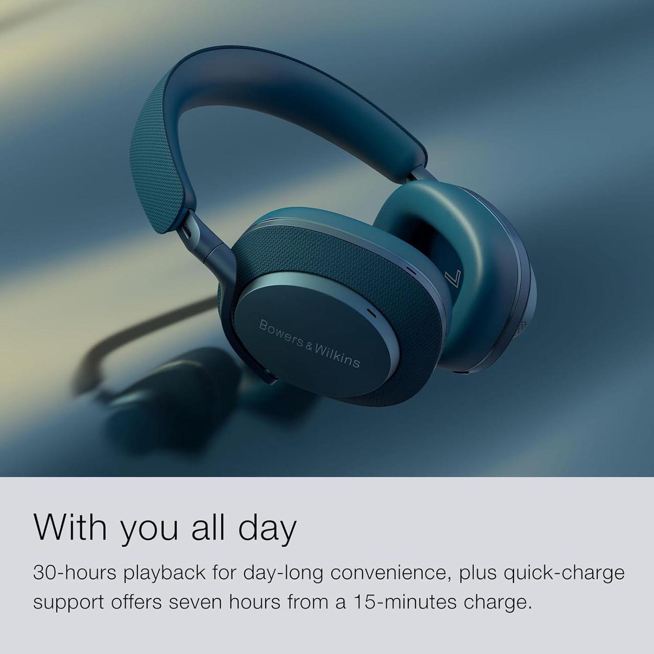 Alt view image 5 of 6 - Bowers & Wilkins Px7 S2e Over-Ear Headphones - Enhanced Noise Cancellation & Transparency Mode, Crystal-Clear Calls, Bluetooth, 30-Hour Playback, Forest Green