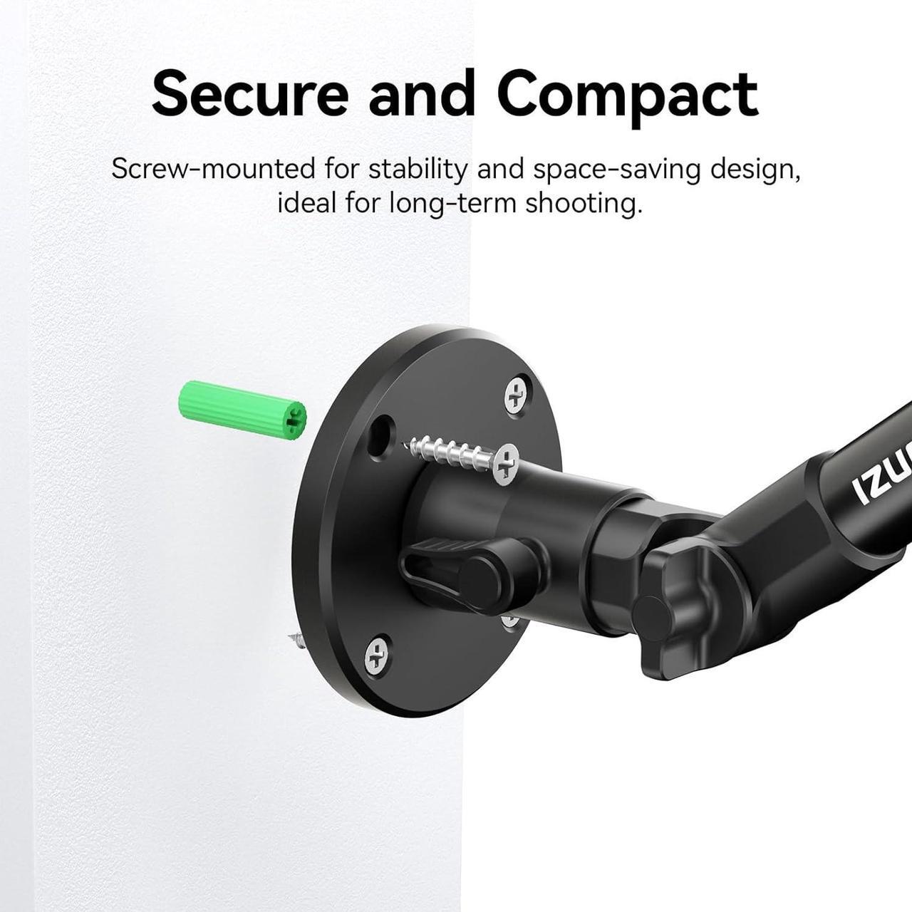 Alt view image 2 of 7 - ZJ04 Magic Arm Camera Wall Mount Overhead Mount, 70cm/27.6inch Aluminum Adjustable Articulating Arm w 1/4" Ball Head for Cameras DSLR Lights Mount for Live Streaming/Photo Video Shooting