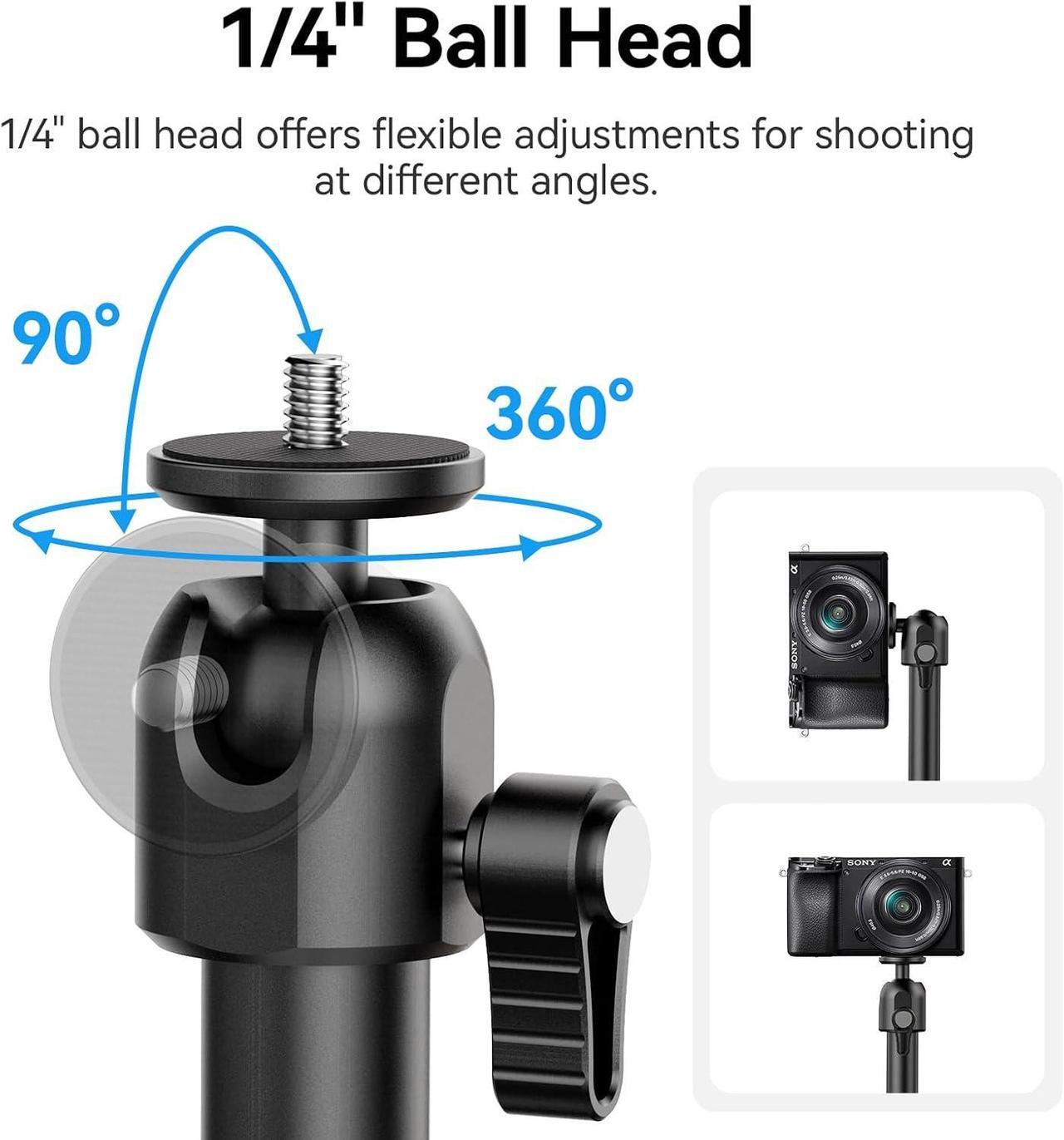 Alt view image 5 of 7 - ZJ04 Magic Arm Camera Wall Mount Overhead Mount, 70cm/27.6inch Aluminum Adjustable Articulating Arm w 1/4" Ball Head for Cameras DSLR Lights Mount for Live Streaming/Photo Video Shooting