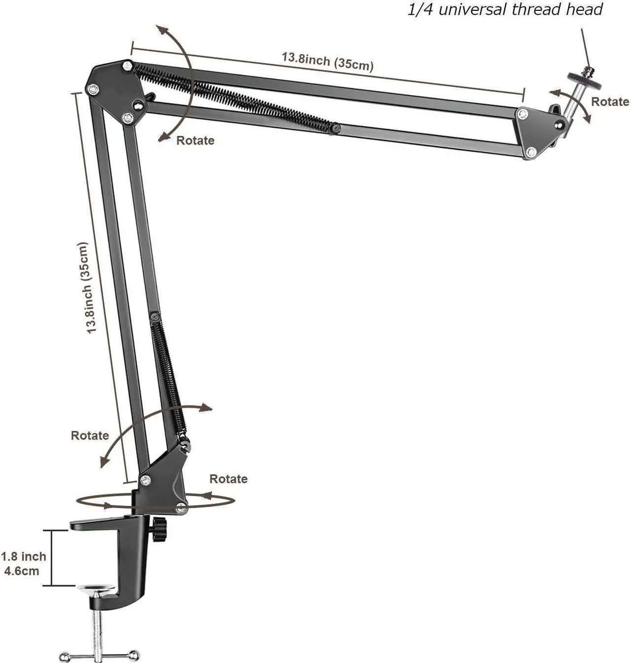 Alt view image 2 of 6 - Overhead Tripod Mount for Camera Webcam Ring Light, Flexible Over Head Arm for iPhone with Phone Holder and Ball Head, Table Stand Accessory for Phone Video Recording Live Stream