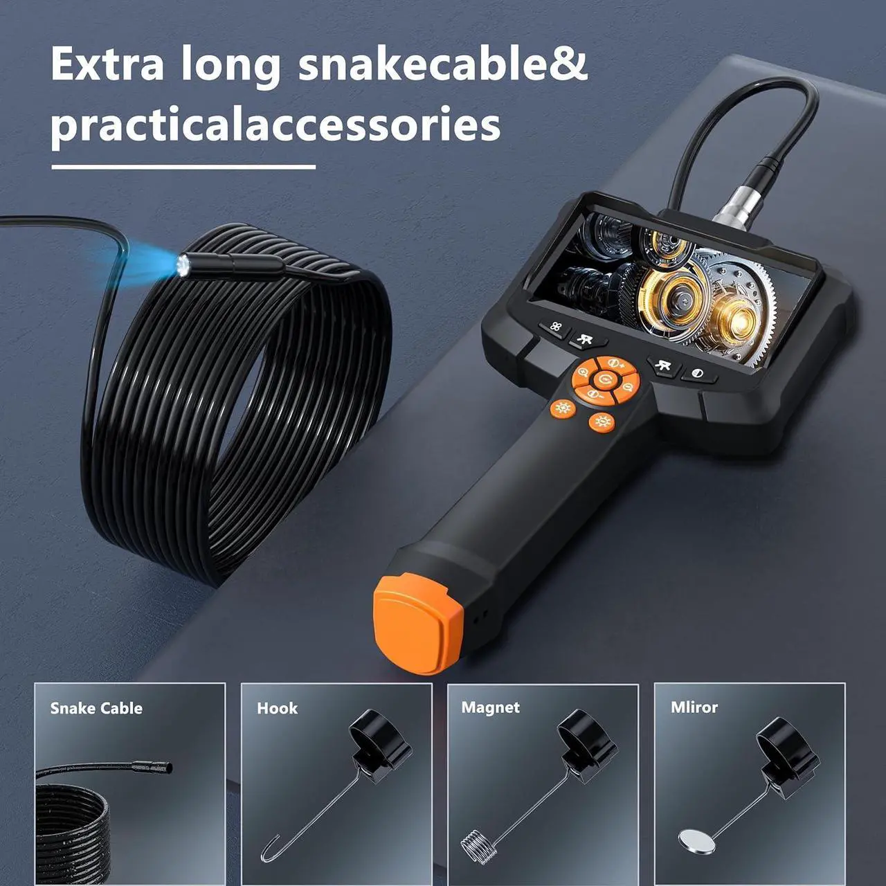 Alt view image 7 of 7 - Endoscope Camera with Light, 1080P HD Borescope Tools with 8 Adjustable LED Lights, 4.3" Endoscope with 16.4ft Semi-Rigid Snake Camera, IP67 Waterproof Inspection Borescope, Gadgets for Men